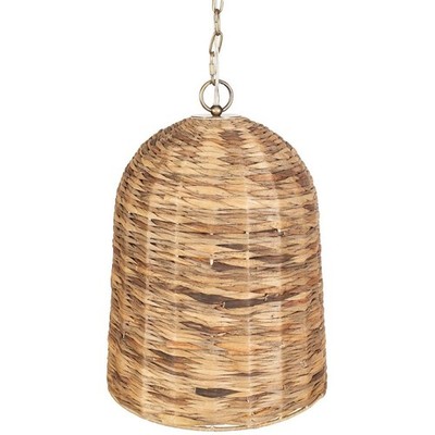 Uttermost 21615 Rotorua Pendant Antique Brass and Natural Woven Sea Grass