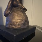 Bronze Romantic Couple Embracing Sculpture on Black Base, Signed by Cox — photo 3