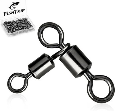 3 Way Swivel Fishing Tackle - 50pcs Black T-Turn Three Way Swivels Heavy Duty...