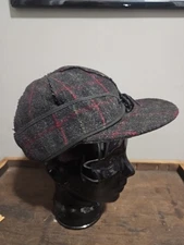 Stormy Kromer Wool Cap 7 1/2 Black Buffalo (Red/Green Stripe) Plaid Made in USA