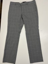 Banana Republic Reegan Womens Pants Size 6P Gray Plaid Straight Leg Mid-Rise