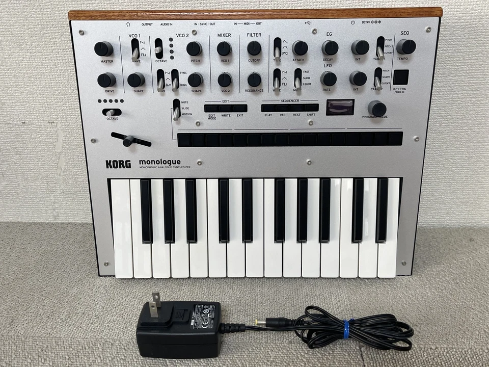 KORG Monologue Silver with Genuine AC Adapter Tested and Working Synthesizer - Image 2 of 4