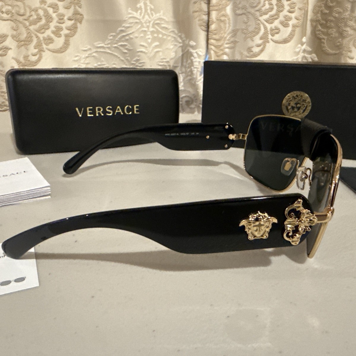 Versace Squared Baroque OVE2207Q Gold Sunglasses #100287 NEW 100