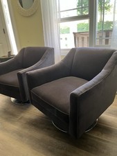 Mitchel Gold + Bob Williams  Charcoal Velvet Modern swivel Chairs