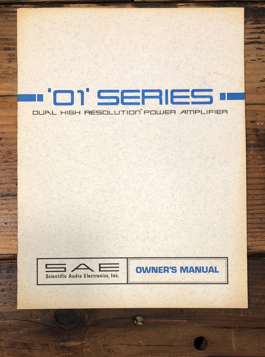 SAE Model 2201 2301 2401  Amplifier Owners / User Manual *Original*