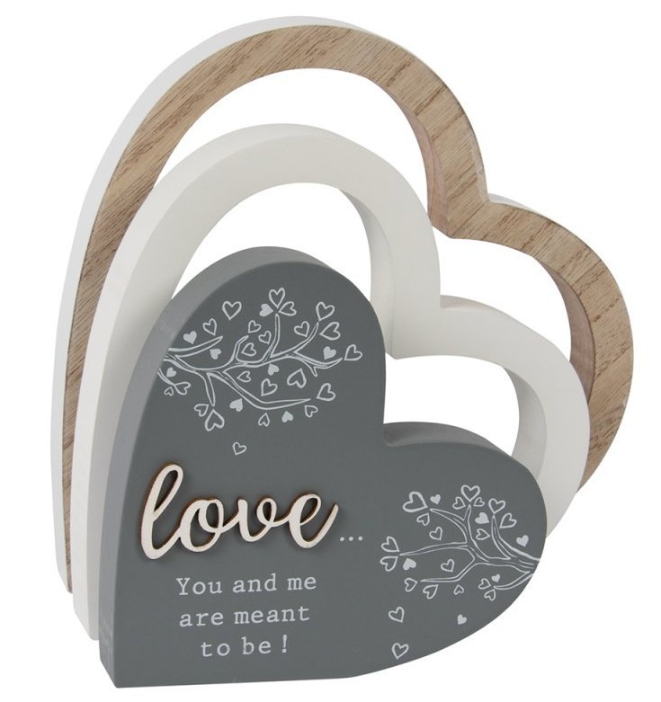 3D Wooden Love Plaque You & Me Are Meant To Be! Interlocking Sign Valentine Gift