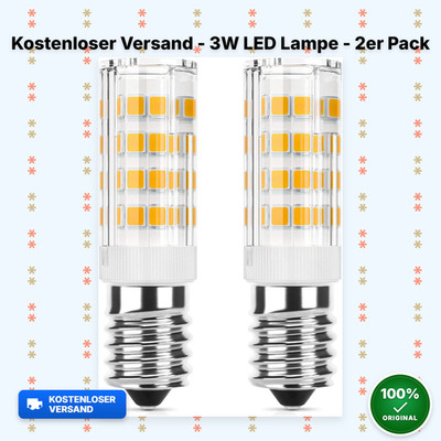 DiCUNO E14 LED Warmweiß 3000K, 3W LED Lampe für Dunstabzugshaube, Wandlampen x2