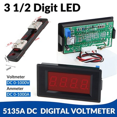 DC 0-1000V/1000A Digital Voltmeter Ammeter 3Digit LED display Tester Panel/Shunt