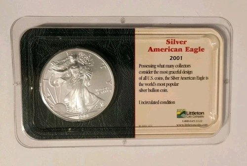2001 Silver American Eagle Dollar Uncirculated 1 oz .999 Littleton Show Pack