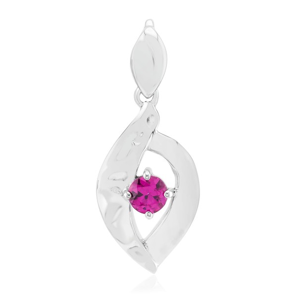 Cavill Granat AnhäNger 0,32Ct Rundschliff 925 Silber Rhodiniert Pink-image