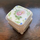 Vintage Westmoreland Milk Glass Trinket Box Decorated With Flowers
