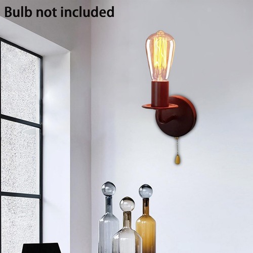Wall Sconce Fixture Retro Wall Light Holder with Pull Chain Switch Rustic for - Picture 2 of 7