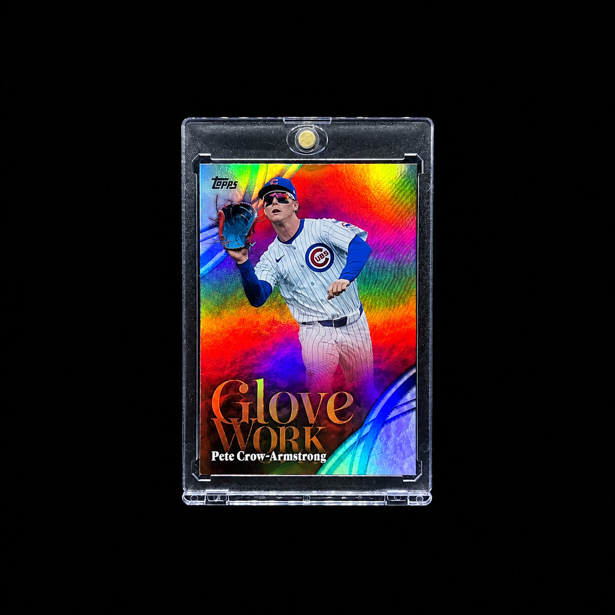 PETE CROW-ARMSTRONG RED REFRACTOR GLOVE WORK INVESTMENT TOPPS CHICAGO CUBS MVP
