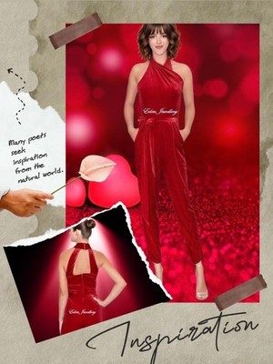 Stunning RACHEL ROY Harland Red Velvet Halter Evening Jumpsuit XL No Belt No Tag