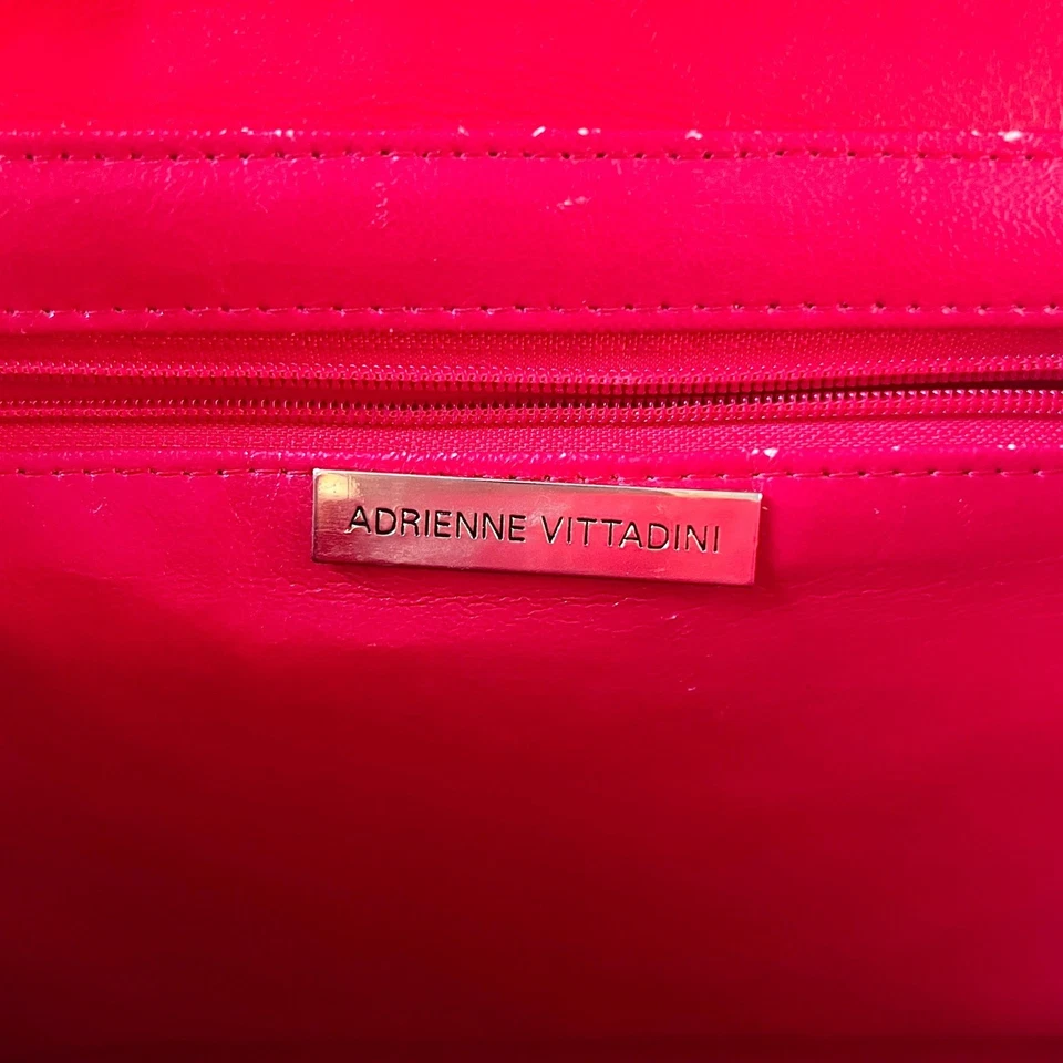 Vintage Y2K Adrienne Vittadini Red Quilted Leather Mini Bag Gold Hardware - Image 2 of 4