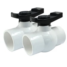 2 inch PVC Ball Valve, 2Pcs Shut Off Valve with Easy to Rotate Slip, PVC Ball...