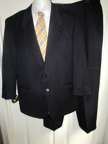 42 R MANI GIORGIO ARMANI ITALY BLACK VIRGIN WOOL SUIT 42R 33W 2BTN JACKET PANTS - Picture 2 of 15