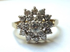Vintage 9ct Gold Diamond Cluster Ring – 0.70ct TCW Natural VS Diamonds