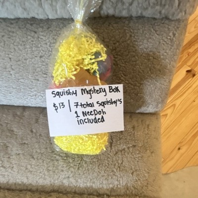Mystery Box Squishy Squeeze Balls Bundle, 7 Squishys + 1 NeeDoh, Multicolor