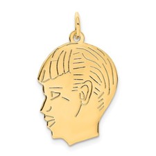 14k Yellow Gold .013 Depth Engravable Boy Head Charm Necklace Mens