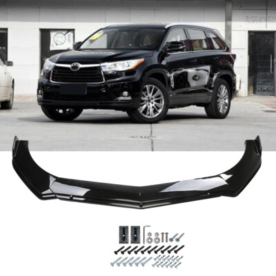 Glossy Black Car Front Bumper Lip Spoiler Protector For Toyota Highlander 17-19