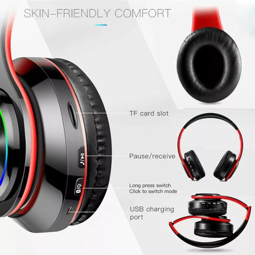 Super Bass Wireless Bluetooth Headphones Foldable Stereo Earphones Headsets Mic - Picture 5 of 15