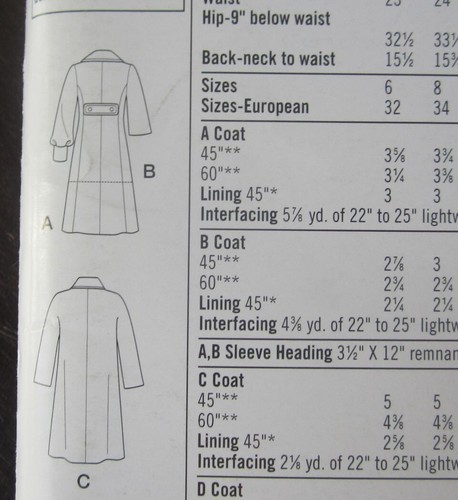 Sewing pattern, Simplicity 3562, Women's Coats, Size 6-14, Uncut - Picture 5 of 9