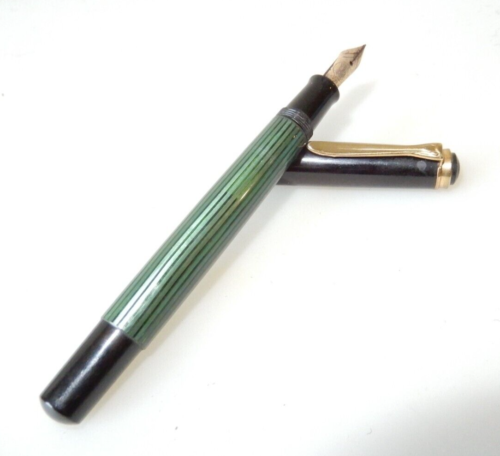 Pelikan Green Stripe Fountain Pen, 14k Nib (not bi-metal)