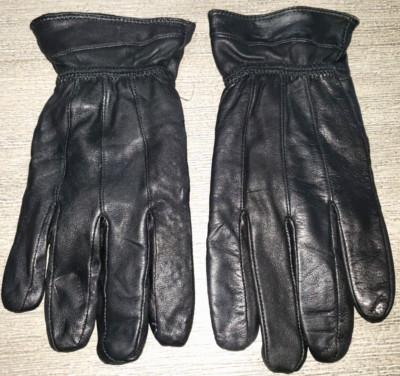womens MEDIUM/LARGE BLACK LEATHER GLOVES THINSULATE 40 GM SUPER COND!
