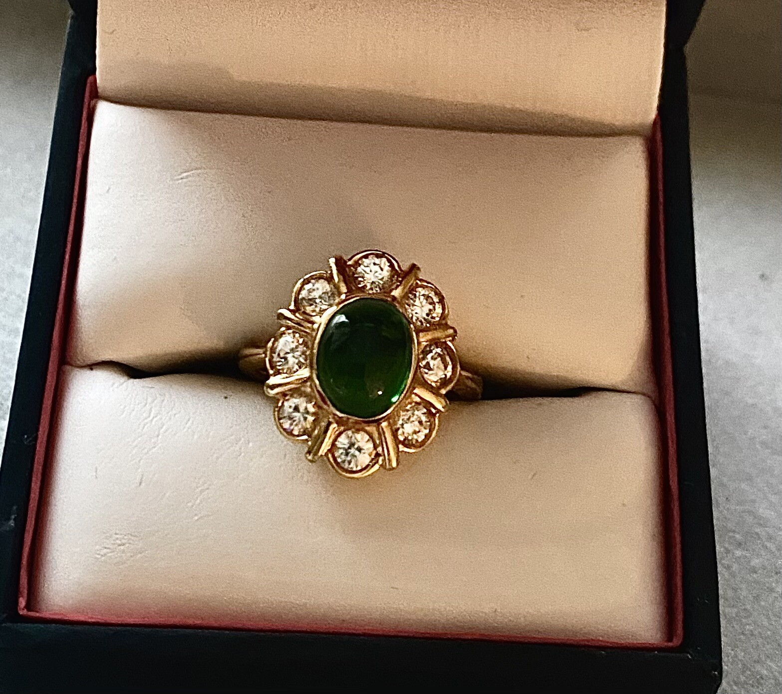 Lab Created Emerald Solitaire & Diamond Ring , St… - image 1