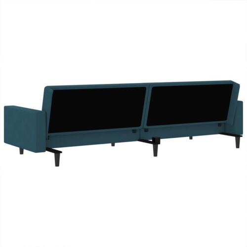 2-Seater Sofa Bed Blue Velvet - Picture 8 of 11