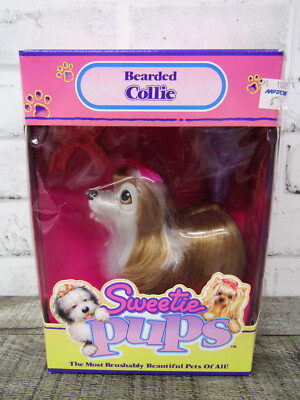 NIB Rare Vintage 1988 Hasbro Toys Sweetie Pups Bearded Collie Dog Pet #8409/8405