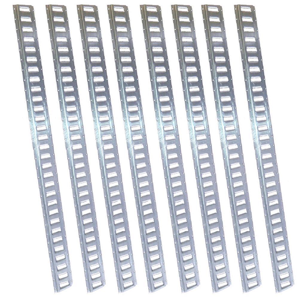 8 Pack) 5' Horizontal, Galvanized Steel E-track for Straps and