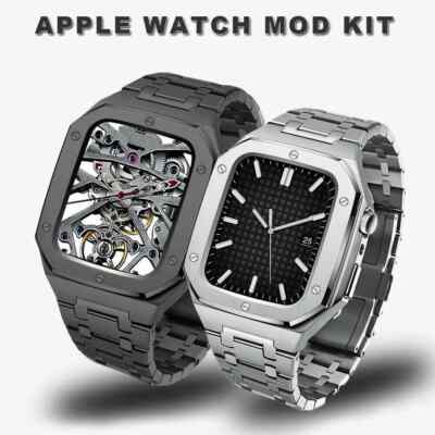 Stainless Steel AP Mod Kit Case Band Strap for Apple Watch 11 9 8 7 6 44/45/46mm