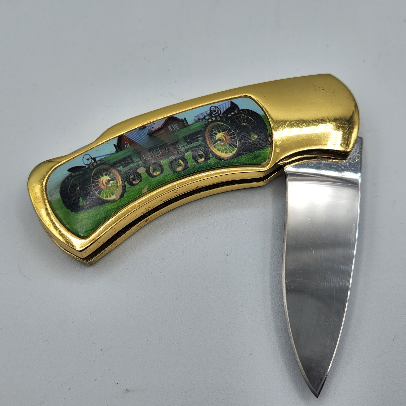 Retro Tractor John Deere Style Folding Pocket Knife With VTG Tractors