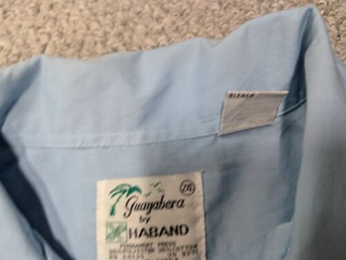 Haband Vintage Men's Blue Guayabera Cuban Panama Embroidered Button Shirt 2XL - Picture 5 of 10