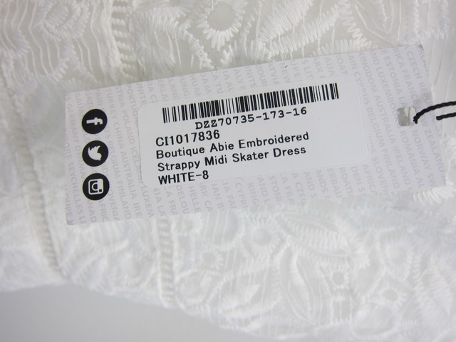 boutique embroidered strappy midi skater dress