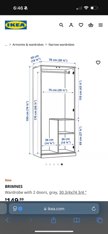 Armário/armário preto IKEA BRIMNES - Imagem 3 de 3
