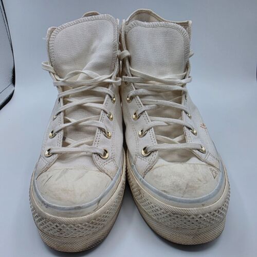 Converse Chuck Taylor All Star Lift Hi Tiny Tattoos Womens Size 10 White Shoes - Picture 2 of 13