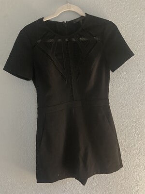 BGBC Black Maree Short Jumpsuit Romper Size 2 Laser Cut Out Top Pattern