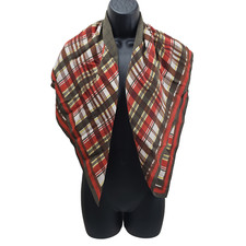 ETIENNE AIGNER Women's Scarf Brown Checkered Silk Scarf 32/34" Wrap