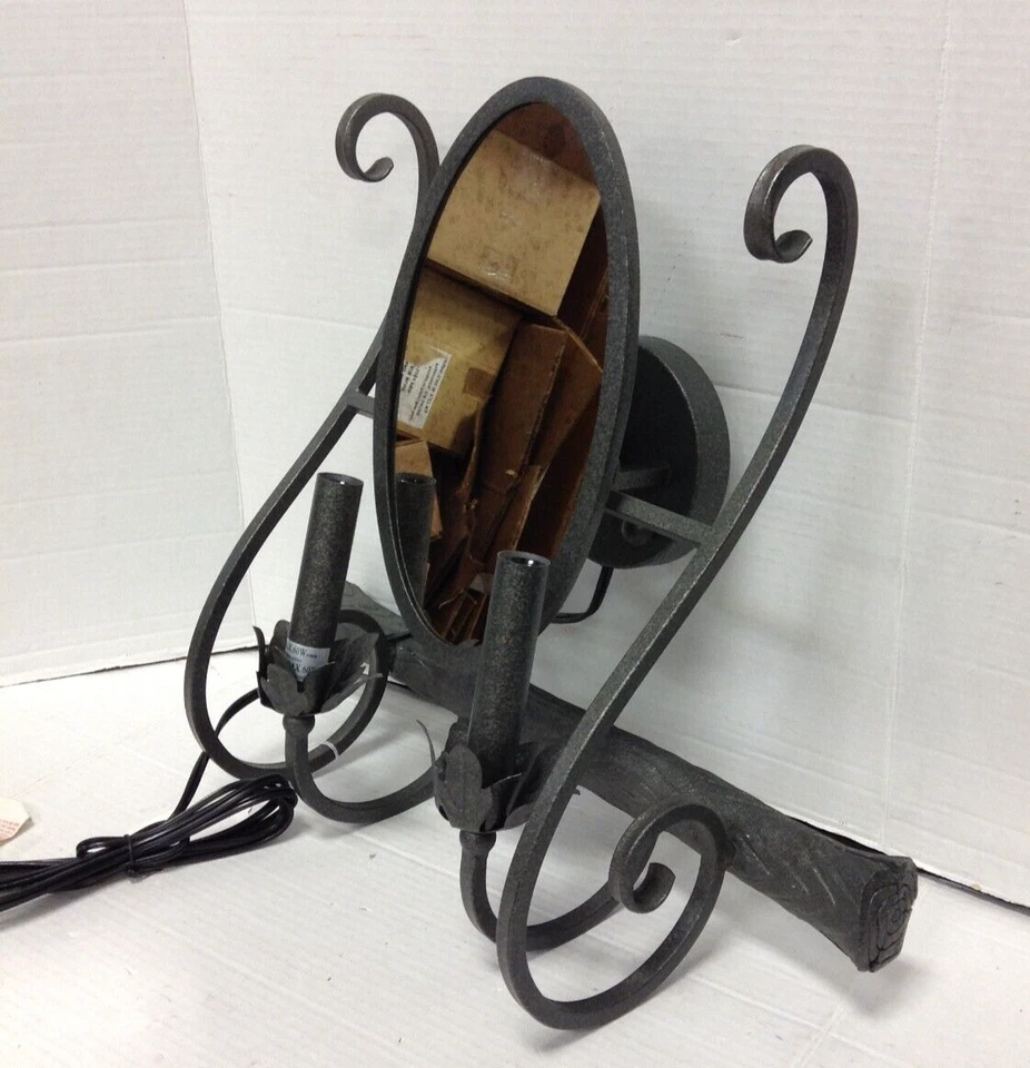 Ballard Designs Annabelle Wall Sconce Light Candle iron scroll Mirror Pewter - Image 2 of 4