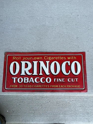 Vintage Tobacco Sign Tin Tacker Sign Orinoco Tobacco Advertising