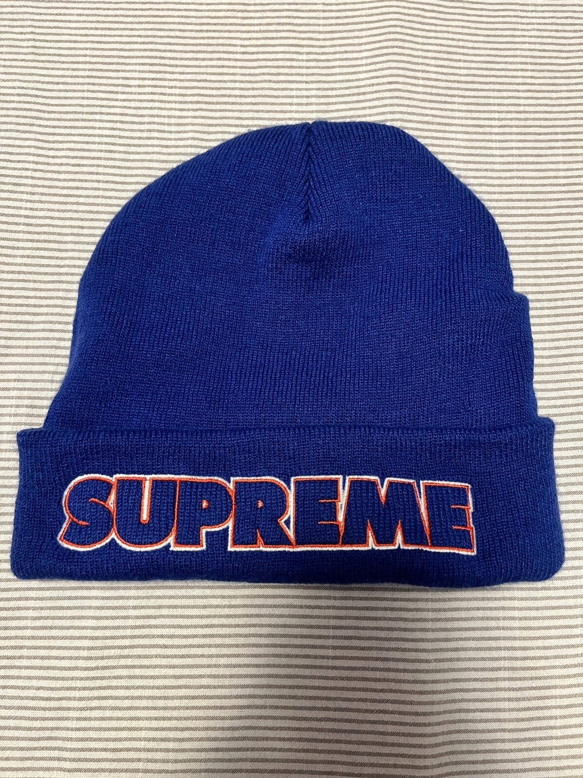 2018 SUPREME World Famous Beanie Basing Casquette Bleu Orange Blanc FW19BN54
