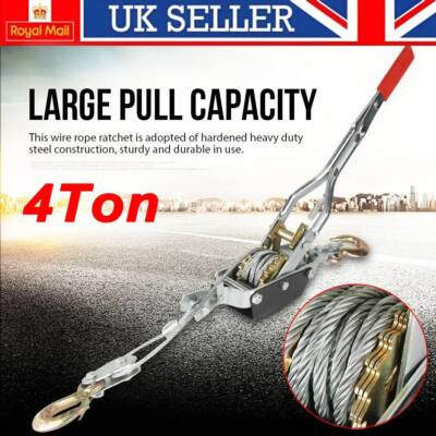 4 Ton Dual Gear Power Puller Heavy Duty 2 Hook Cable Puller Hand Winch ...