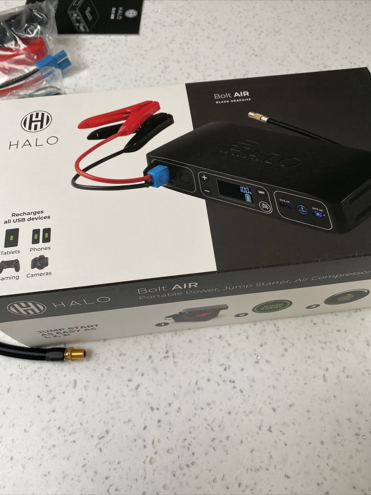 Halo automotive Bolt Air Compressor Portable Emergency Power Kit/ Jump