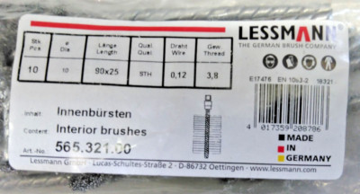 LESSMANN Innenbürste IBH 90 x 25 x 10mm, STH gew. 0,12mm Schaft 3,1mm 565.321.00