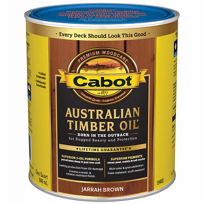 Cabot 19460-05 Australian Timber Oil Wood Stain Finish, Jarrah Brown, Qt. -