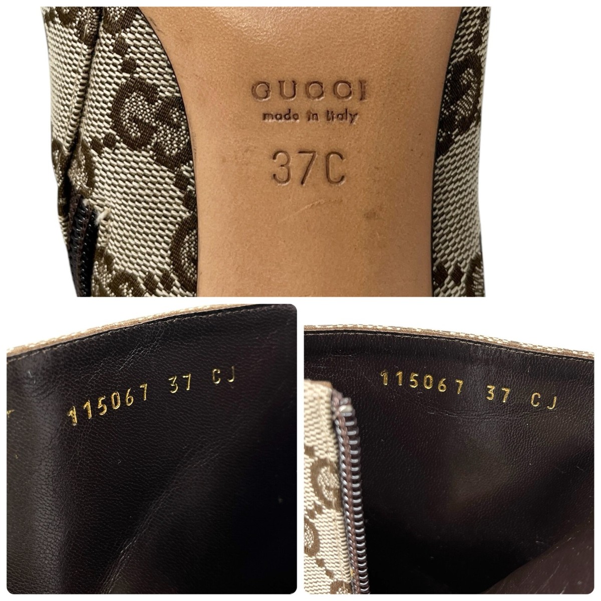 GUCCI Vintage GG Monogram Ankle Boots Heels Belt #36.5-37 GUCCI Vintage GG Monogram Ankle Boots Heels Belt #36.5-37
