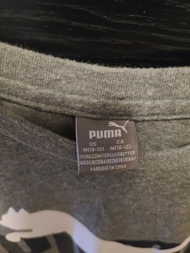 Puma Shirt Youth Boys Size Medium Gray White T-Shirt Puma Logo - Picture 2 of 3